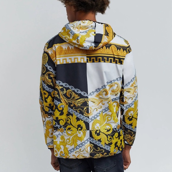 •Medusa• Chain Detail Print Half Zip Pull Over Jacket - Picture 4 of 4
